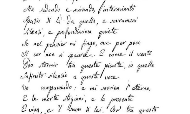 Il terzo documento autografo dell'Infinito di Giacomo Leopardi presto all'asta